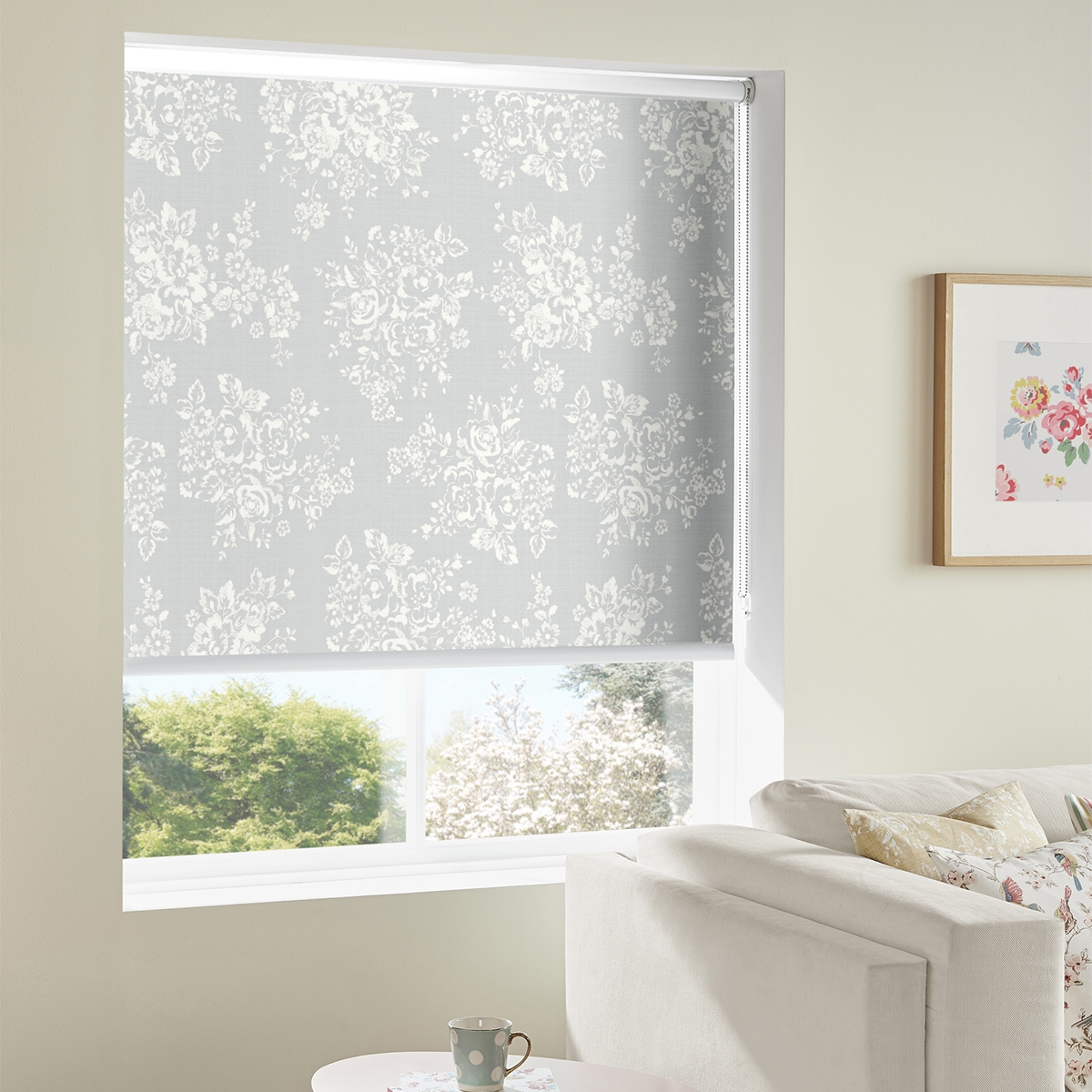 Product photograph of Cath Kidston Washed Rose Grey Roller Blind from Choice Furniture Superstore.